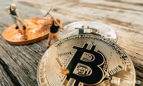 A large-scale Bitcoin mining farm, with rows of mining rigs.