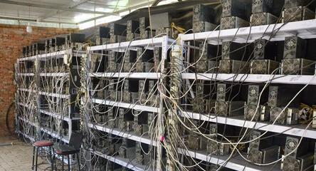 A mining farm with multiple power supplies